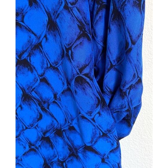 Diane Von Furstenberg Tanyana Clean Blue Black Silk Dress Belted Long Sleeve 8 - Picture 4 of 7